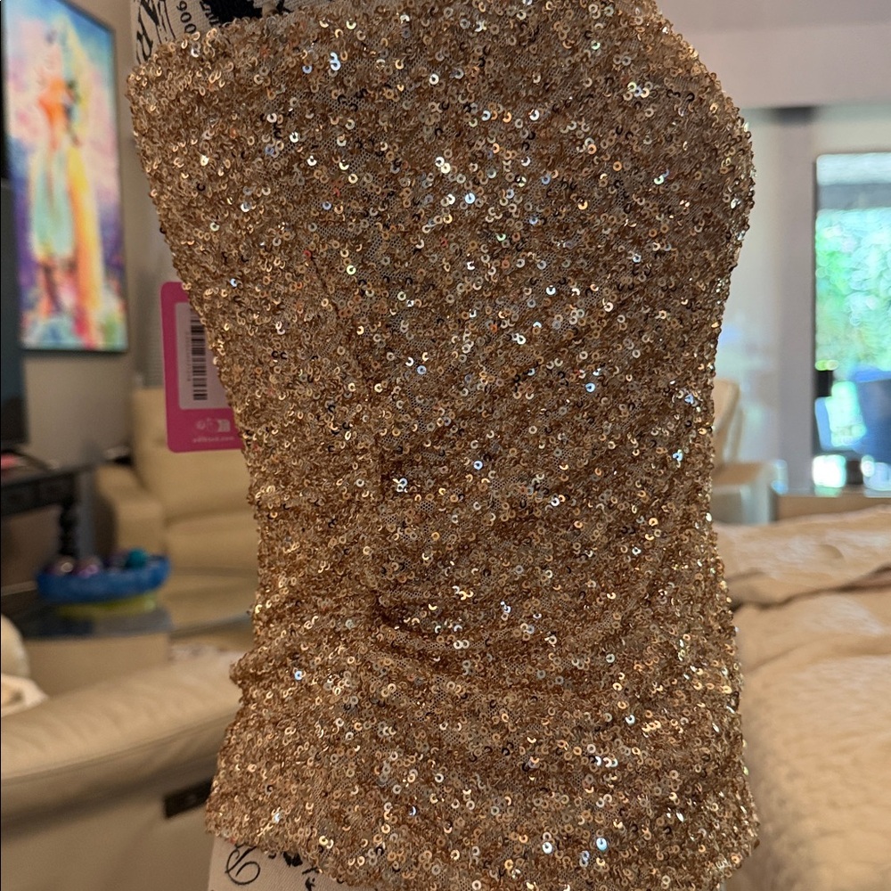 ๐ with tag ~ Edikted Sequin Asymmetric Slit Strapless Top - Picture 11 of 17